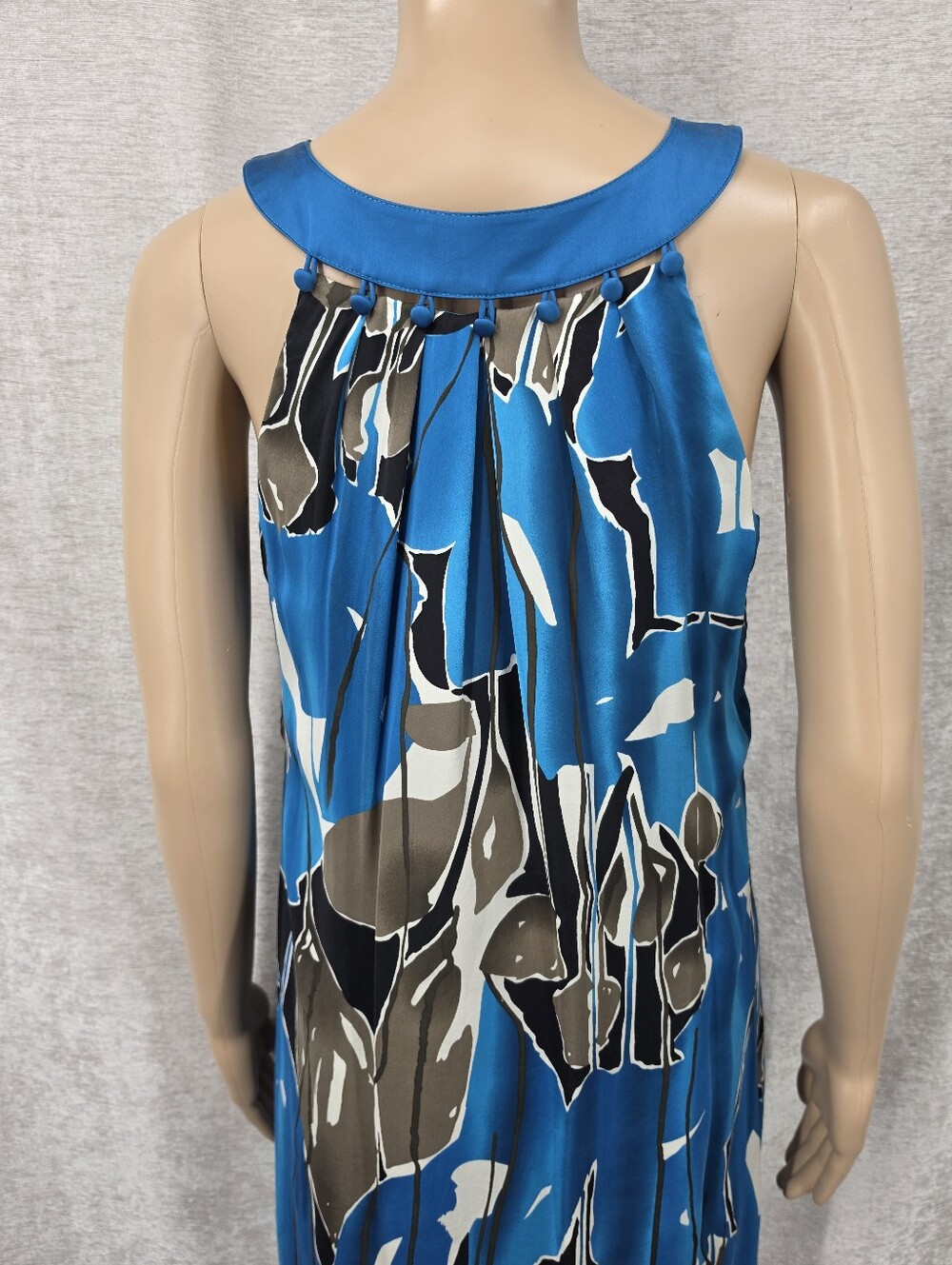 Silk The Limited Blue Abstract Print Sleeveless Midi Dresd - Picture 6 of 11